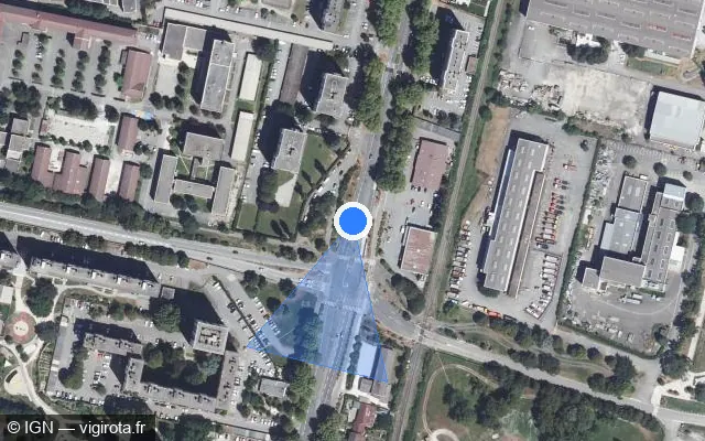 Vue satellite de l'emplacement du radar tourelle à Le Pont-de-Claix sur Cours Saint-André / D 1075