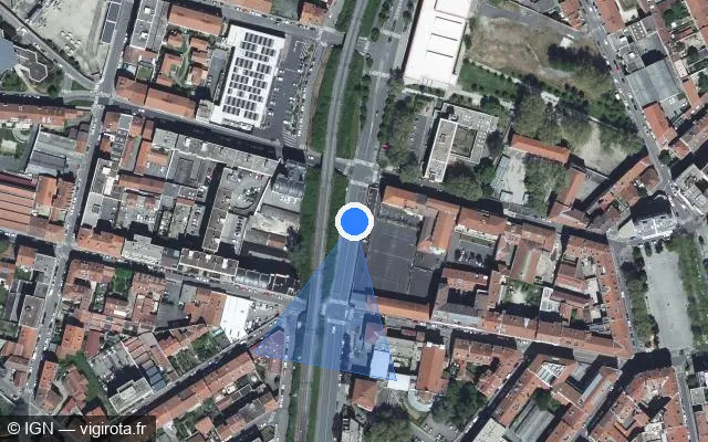 Vue satellite de l'emplacement du radar de feu rouge à Saint-Étienne sur Boulevard Alfred de Musset