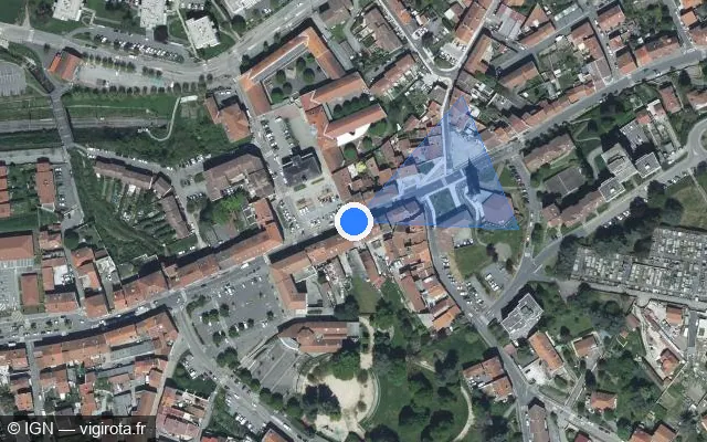 Vue satellite de l'emplacement du radar de feu rouge à La Ricamarie sur Rue Gambetta