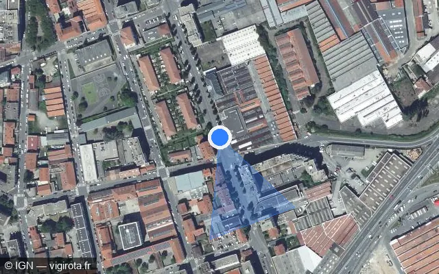 Vue satellite de l'emplacement du radar de feu rouge à La Ricamarie sur Avenue de Rochetaillée