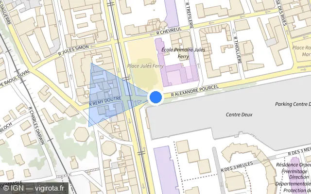 Vue plan de l'emplacement du radar tourelle à Saint-Étienne sur Rue Alexandre Pourcel
