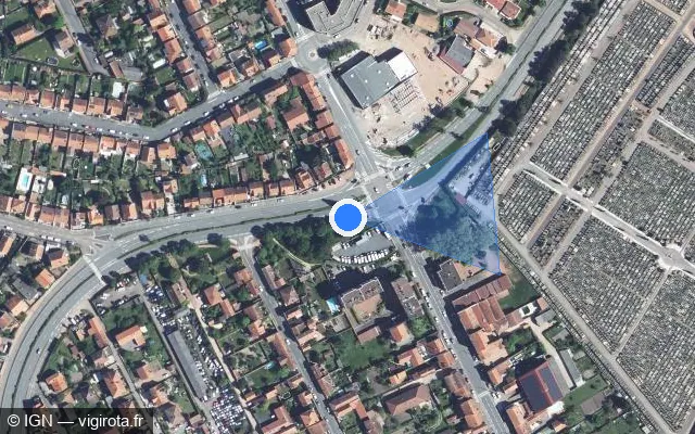 Vue satellite de l'emplacement du radar tourelle à Roanne sur Boulevard Ouest / D 300