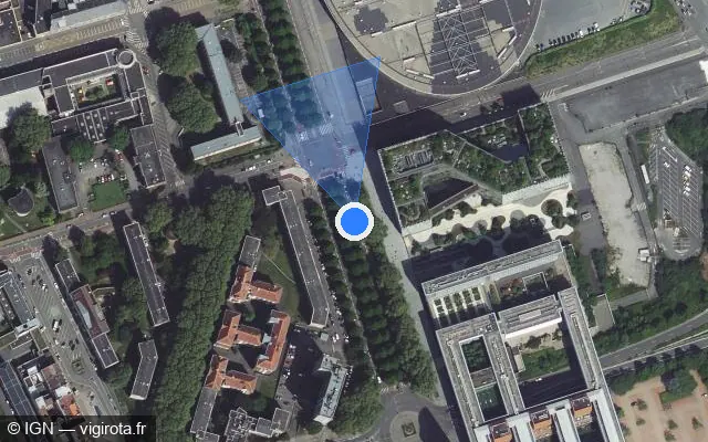 Vue satellite de l'emplacement du radar tourelle à Lille sur Avenue du Président Hoover