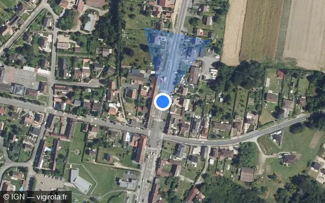 Vue satellite de l'emplacement du radar tourelle à Saint-Martin-Longueau sur Route des Flandres / D 1017