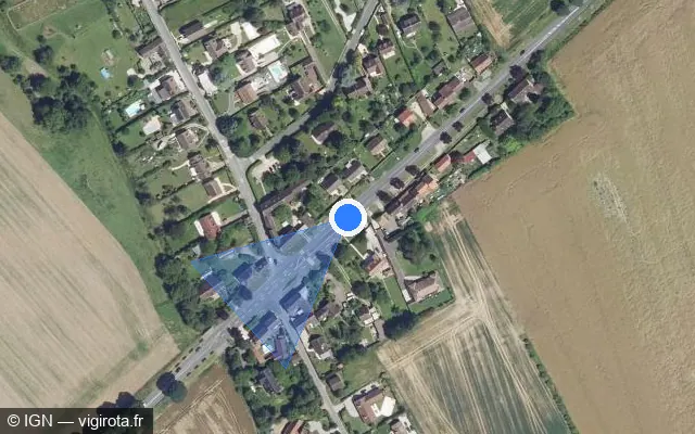 Vue satellite de l'emplacement du radar tourelle à Villers-Saint-Frambourg-Ognon sur D 932a