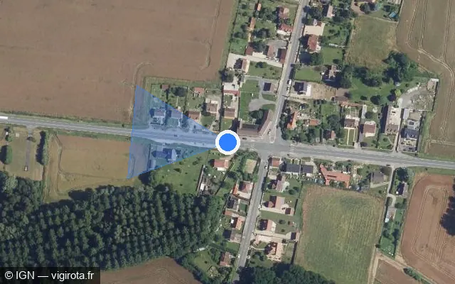 Vue satellite de l'emplacement du radar tourelle à Couloisy sur Rue de Rouen / N 31 / E 46