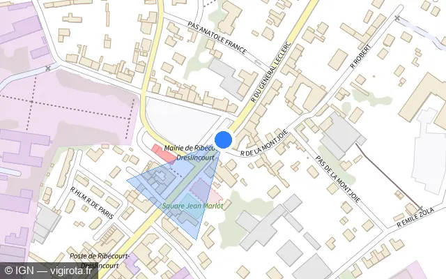 Vue plan de l'emplacement du radar tourelle à Ribécourt-Dreslincourt sur Rue du Général Leclerc / D 932