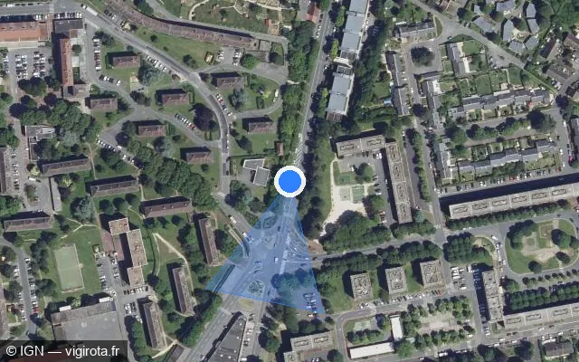 Vue satellite de l'emplacement du radar tourelle à Creil sur Rue Léon Blum