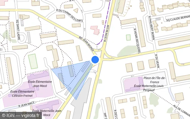 Vue plan de l'emplacement du radar tourelle à Creil sur Boulevard Salvador Allende