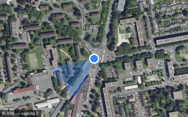Vue satellite de l'emplacement du radar tourelle à Creil sur Boulevard Salvador Allende