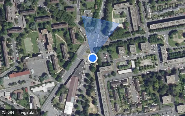 Vue satellite de l'emplacement du radar tourelle à Creil sur Route de Chantilly