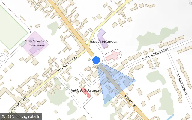 Vue plan de l'emplacement du radar tourelle à Troissereux sur Rue de Calais / D 901E
