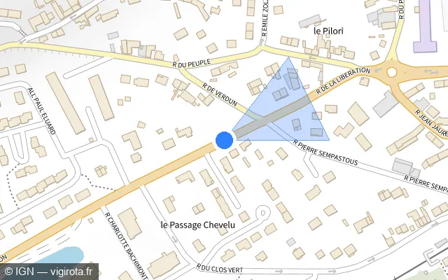 Vue plan de l'emplacement du radar tourelle à Saint-Leu-d'Esserent sur Rue de la Libération / D 92