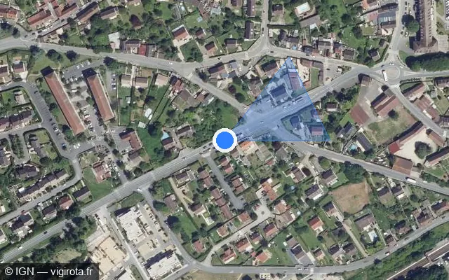Vue satellite de l'emplacement du radar tourelle à Saint-Leu-d'Esserent sur Rue de la Libération / D 92