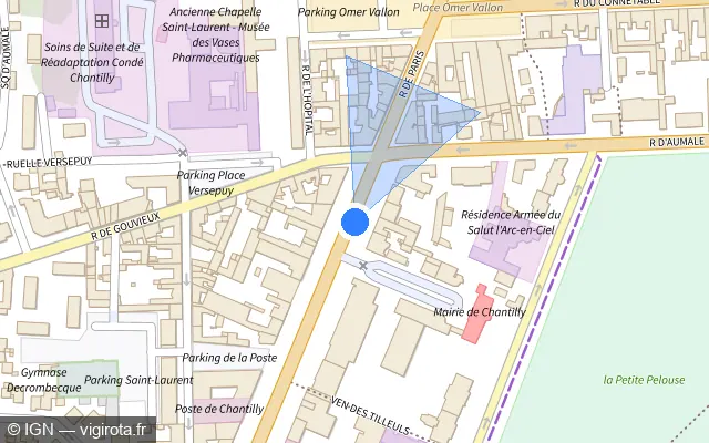 Vue plan de l'emplacement du radar tourelle à Chantilly sur Avenue du Maréchal Joffre / D 1016