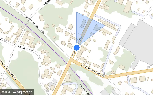 Vue plan de l'emplacement du radar tourelle à Senlis sur Avenue du Maréchal Foch