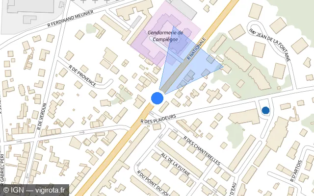 Vue plan de l'emplacement du radar tourelle à Lacroix-Saint-Ouen sur Rue Nationale / D 932a