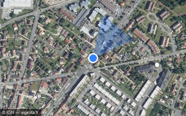Vue satellite de l'emplacement du radar tourelle à Lacroix-Saint-Ouen sur Rue Nationale / D 932a