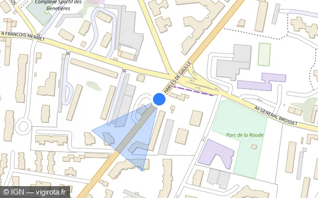 Vue plan de l'emplacement du radar de feu rouge à Tassin-la-Demi-Lune sur Avenue Charles de Gaulle / D 489