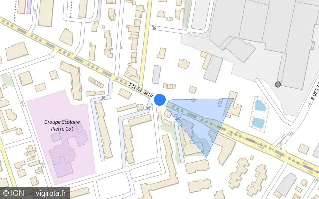 Vue plan de l'emplacement du radar tourelle à Bron sur Route de Genas / D 29
