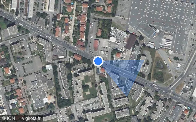 Vue satellite de l'emplacement du radar tourelle à Bron sur Route de Genas / D 29