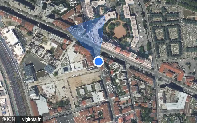 Vue satellite de l'emplacement du radar tourelle à Lyon sur Route de Vienne