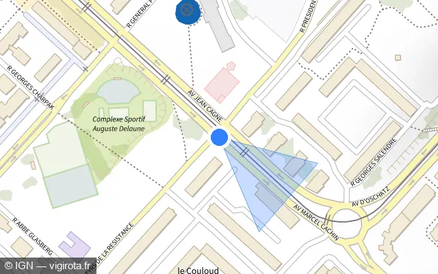Vue plan de l'emplacement du radar tourelle à Vénissieux sur Avenue Jean Cagne