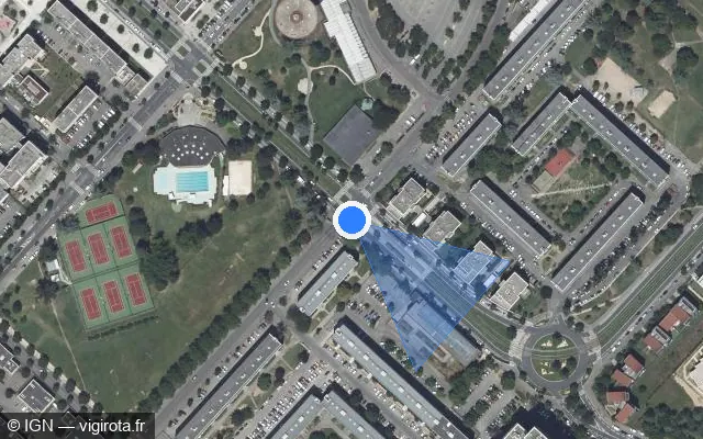 Vue satellite de l'emplacement du radar tourelle à Vénissieux sur Avenue Jean Cagne
