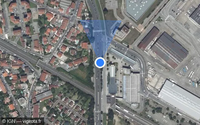 Vue satellite de l'emplacement du radar tourelle à Vénissieux sur Boulevard Ambroise Croizat / D 95