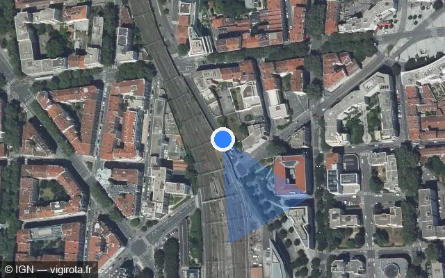 Vue satellite de l'emplacement du radar tourelle à Villeurbanne sur Rue Michel Rambaud