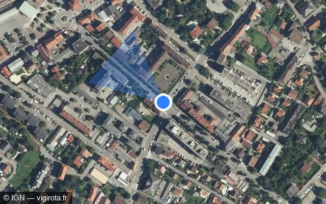 Vue satellite de l'emplacement du radar de feu rouge à Albertville sur Avenue Jean Jaurès