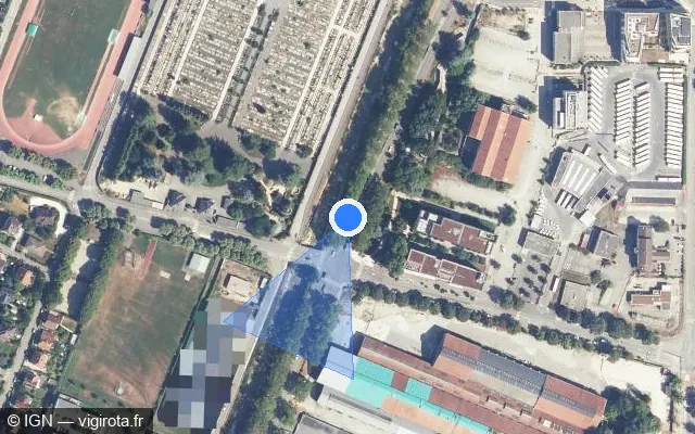Vue satellite de l'emplacement du radar de feu rouge à Chambéry sur Avenue du Repos / D 1006