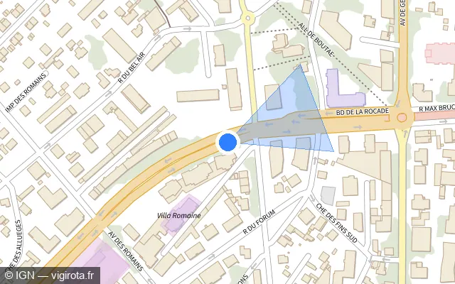 Vue plan de l'emplacement du radar de feu rouge à Annecy sur Boulevard de la Rocade / D 1501