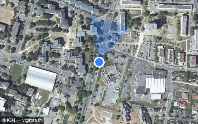 Vue satellite de l'emplacement du radar de feu rouge à Annemasse sur Avenue Charles de Gaulle