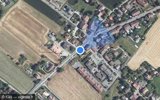 Vue satellite de l'emplacement du radar de feu rouge à Massongy sur Route de Genève / D 1005