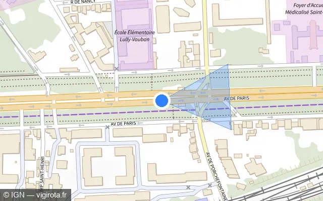 Vue plan de l'emplacement du radar tourelle à Viroflay sur Avenue de Paris / D 10