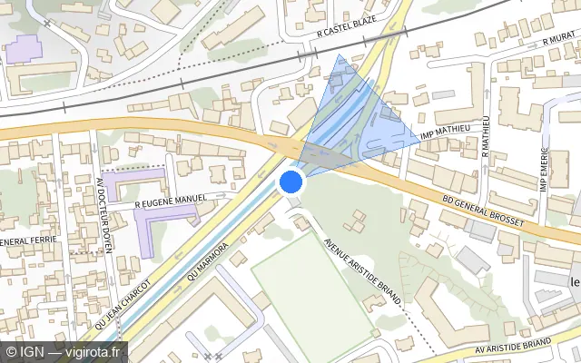 Vue plan de l'emplacement du radar tourelle à Toulon sur Quai Marmora