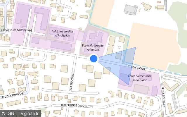 Vue plan de l'emplacement du radar tourelle à Fréjus sur Rue Jean Giono
