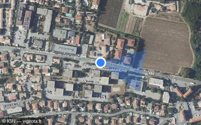 Vue satellite de l'emplacement du radar tourelle à Fréjus sur Rue Jean Giono