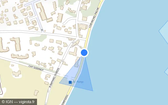 Vue plan de l'emplacement du radar tourelle à La Seyne-sur-Mer sur Corniche Georges Pompidou