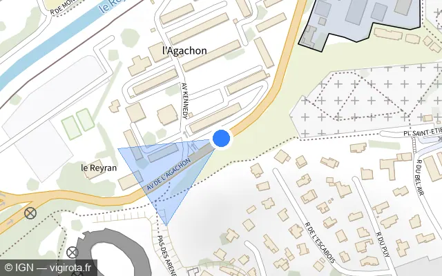 Vue plan de l'emplacement du radar tourelle à Fréjus sur Avenue de l'Agachon / D N7