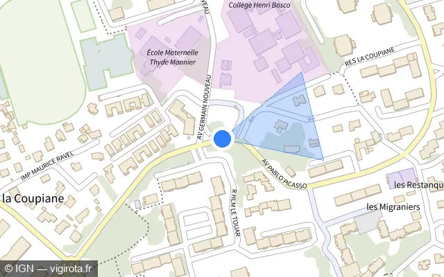 Vue plan de l'emplacement du radar tourelle à La Garde sur Avenue Pablo Picasso