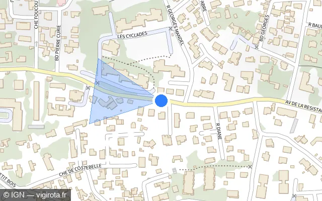 Vue plan de l'emplacement du radar tourelle à Toulon sur Avenue de la Résistance