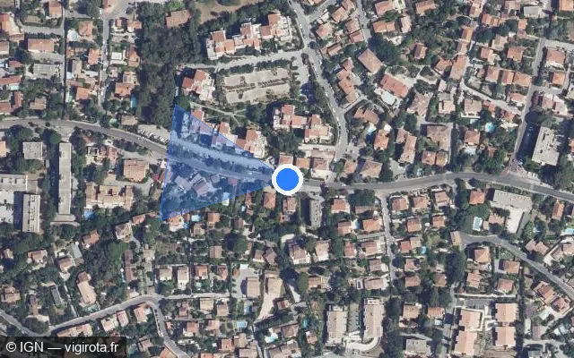 Vue satellite de l'emplacement du radar tourelle à Toulon sur Avenue de la Résistance
