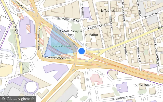 Vue plan de l'emplacement du radar tourelle à Toulon sur A 50 / Tunnel de Toulon