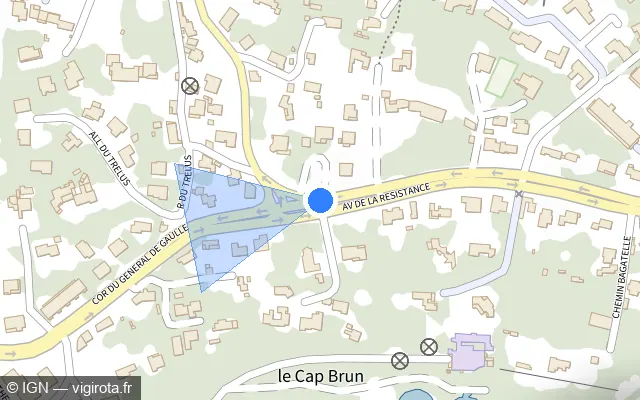 Vue plan de l'emplacement du radar tourelle à Toulon sur Avenue de la Résistance / D 42