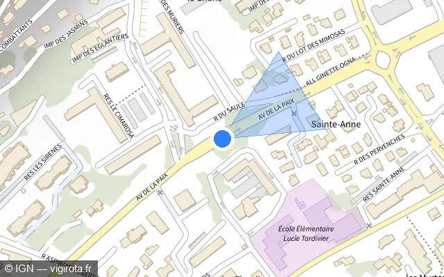 Vue plan de l'emplacement du radar tourelle à La Garde sur Avenue de la Paix / D 29