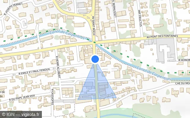 Vue plan de l'emplacement du radar de feu rouge à Carpentras sur Avenue Notre-Dame-de-Santé