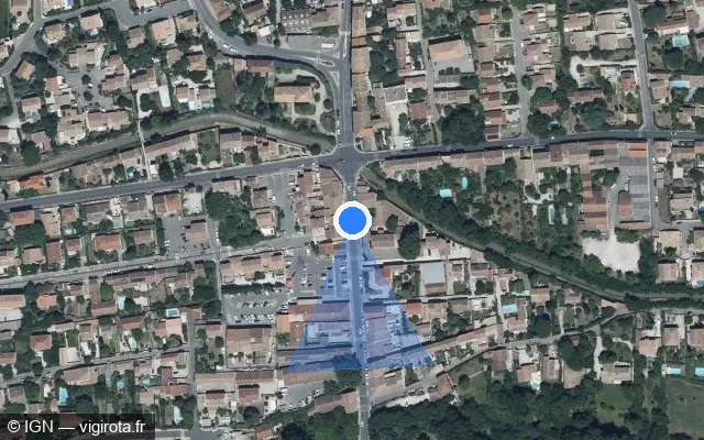 Vue satellite de l'emplacement du radar de feu rouge à Carpentras sur Avenue Notre-Dame-de-Santé