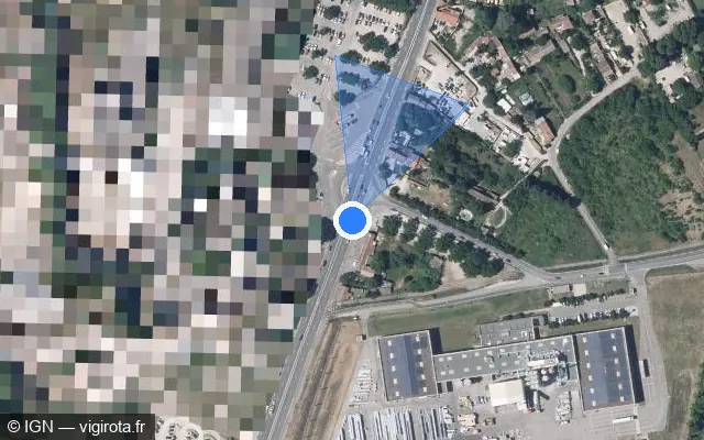 Vue satellite de l'emplacement du radar de feu rouge à Le Pontet sur D 907